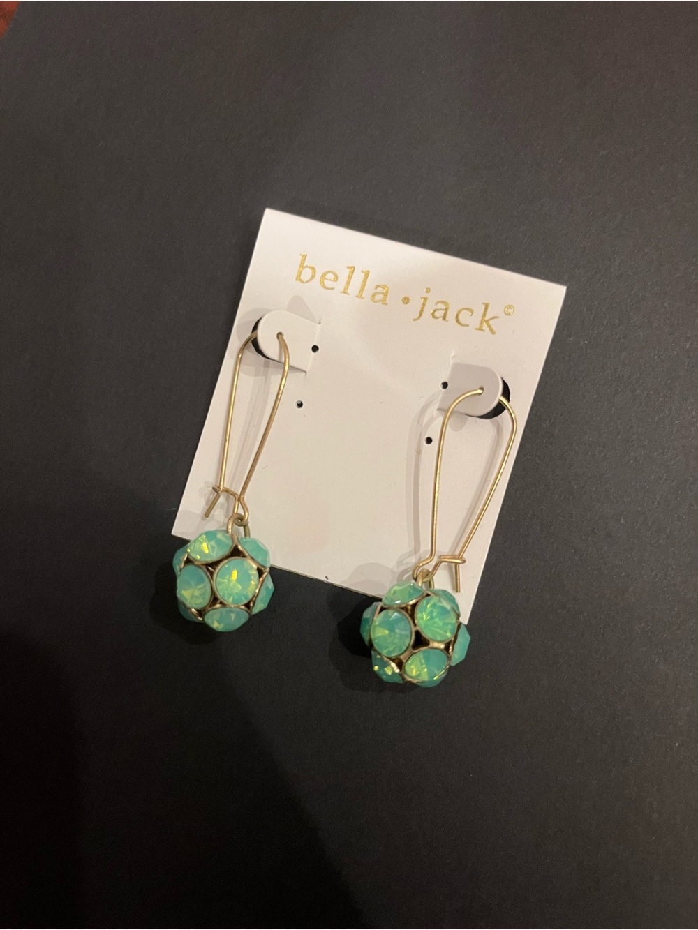 Bella Jack Mint Green Crystal Drop Earrings with Gold Hooks